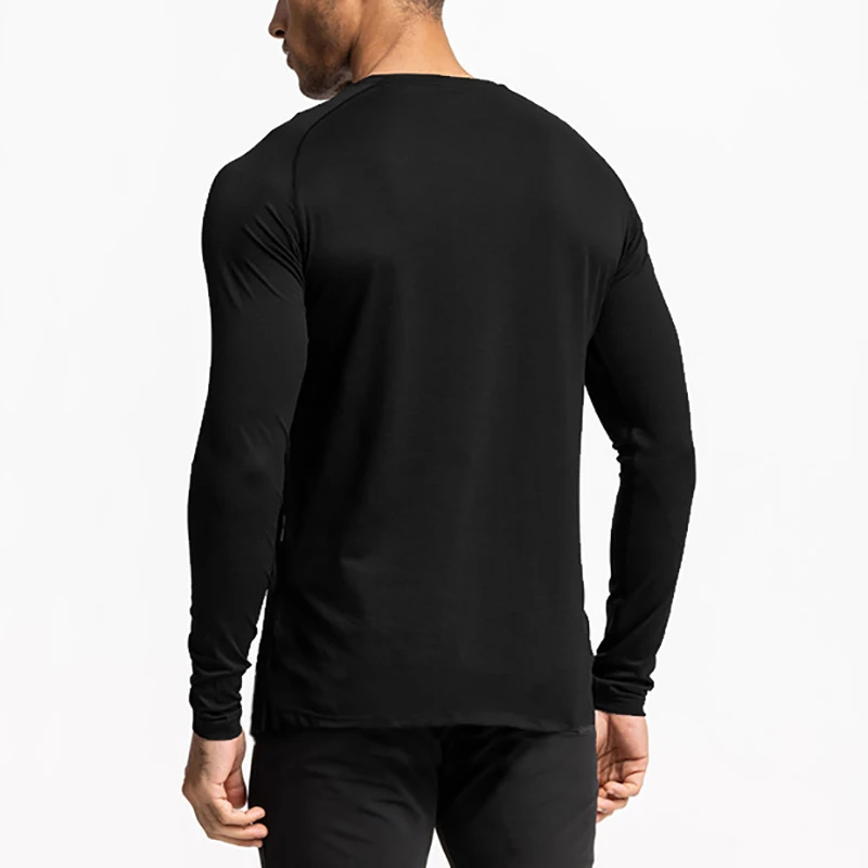 Men's High Stretch Compression Long Sleeve Running T Shirt Quick Dry Crew Neck Raglan Sleeve Gym Fitness Training Sportswear