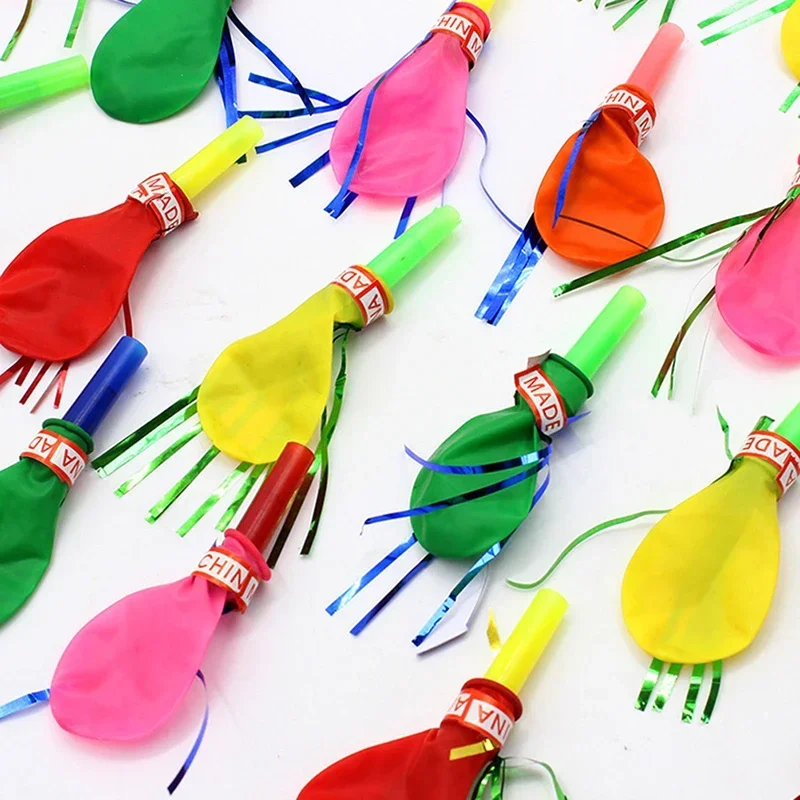 

100PCS Colorful Blowouts Whistle Blowing Dragon with Balloon for Kids Birthday Party Favors Decoration Children Toys Supplies