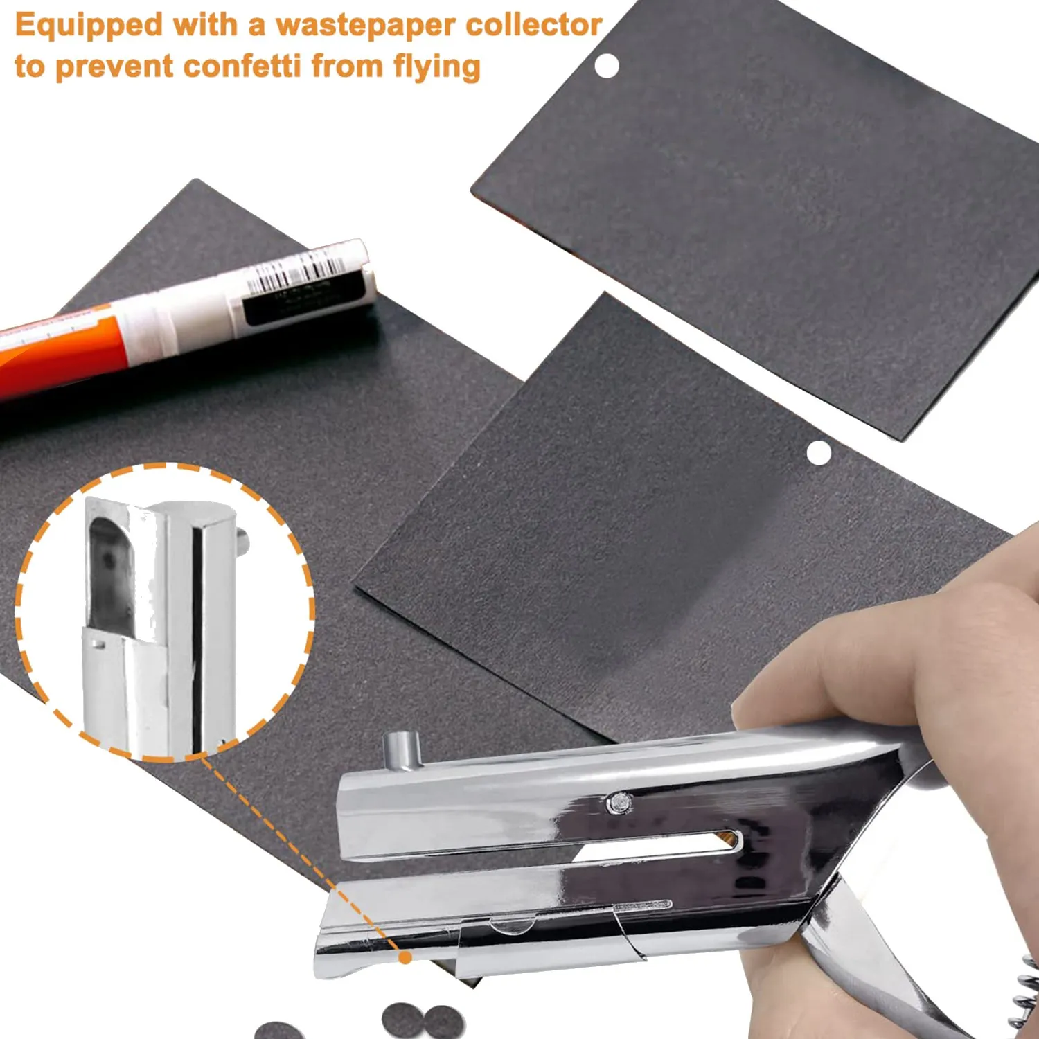 Hole Punch 1/8 Inch, Heavy Duty Hole Punch, Paper Card Portable Handheld Long, 2 Inch Reach Deep (3Mm)