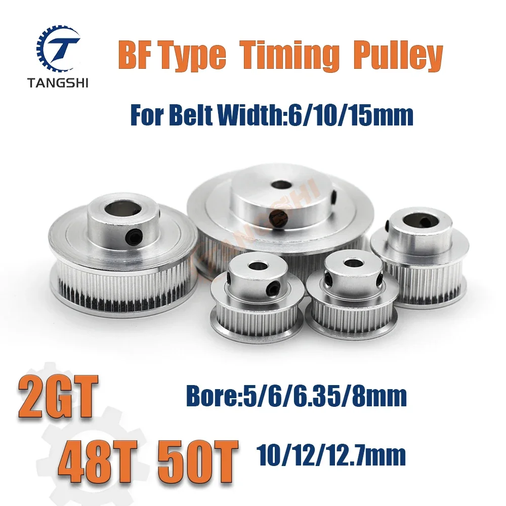 2GT 48 Teeth 50 Teeth BF-Type Timing Pulley with 5mm~12.7mm Bore Suitable for 6/10/15mm Belt 3D Printed GT2 48T 50T