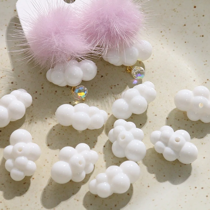 Wholesale 100pcs/lot color print cartoon clouds shape resin straight hole beads diy jewelry garment hair accessory