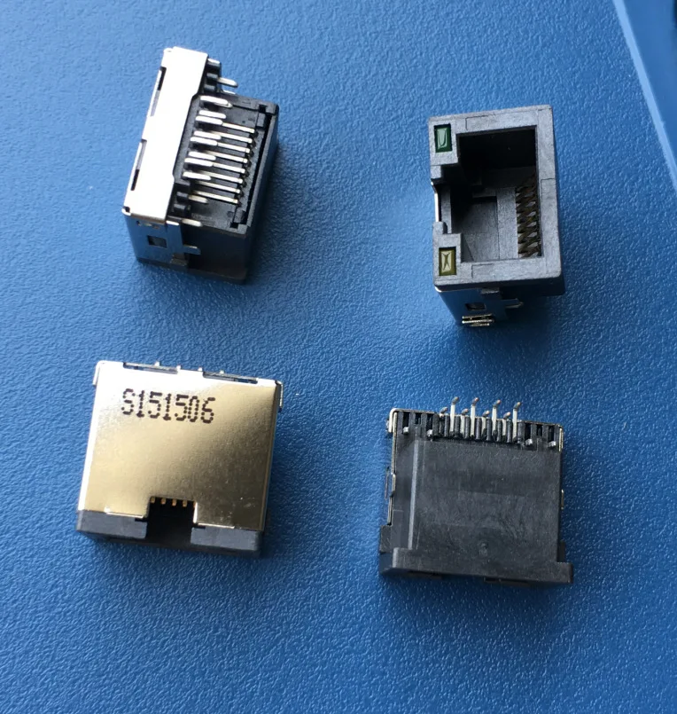 For RJ45 network port socket, network interface, sinking plate type, crystal head seat 12P with light, network port, connector