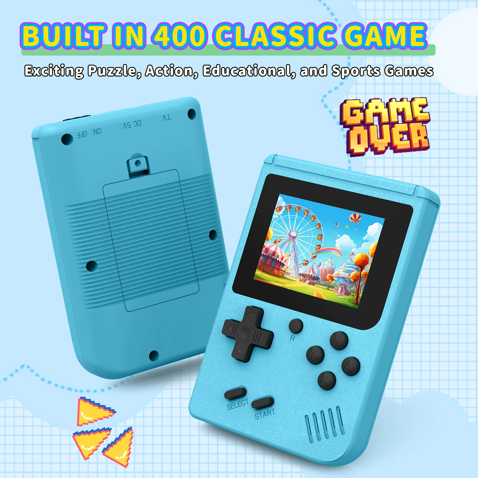 Retro Portable Mini Handheld Video Game Console 8 Bit 3.0 Inch Color LCD Game Player Built-in 400 Classic Games for Kids Gifts