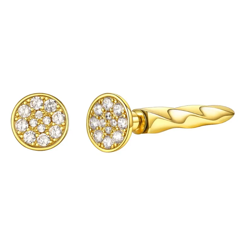 Gold color Stud Earrings screws shape with Cubic Zirconia Trendy Jewlry for Women