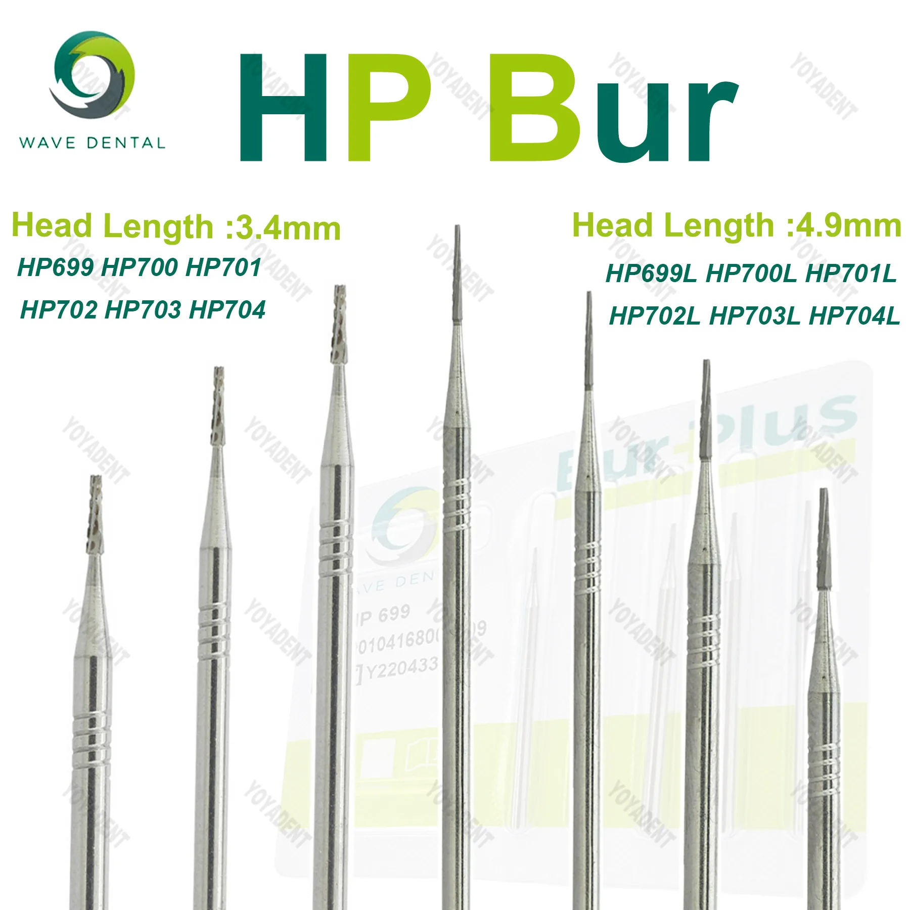 

WAVE Burs Dental Tungsten Carbide Burs Tapered Fissure Head Fit Straight Nose Cone Handpiece Dental Strawberries 5Pcs/pack