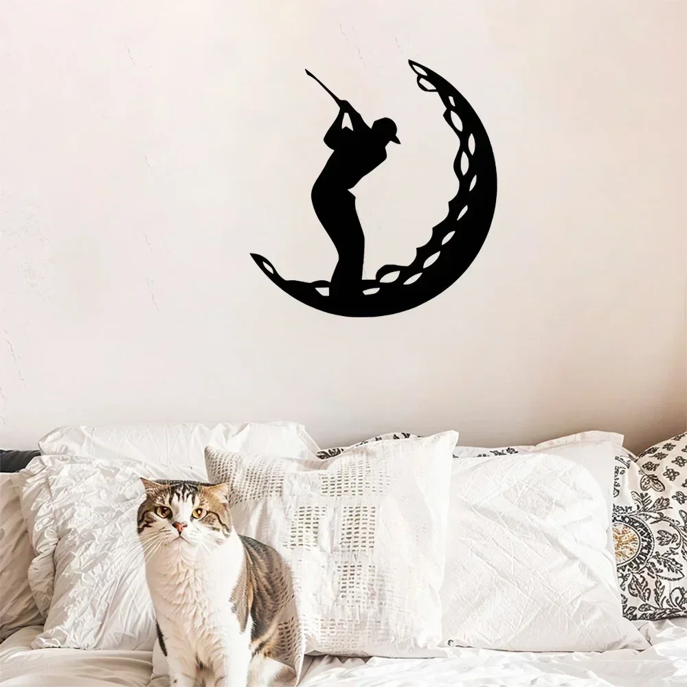 CIFBUY Golf Theme Metal Wall Art Hanging Sculpture Iron Ball Club Silhouette Rustproof Waterproof Indoor Outdoor Home Decor Gift