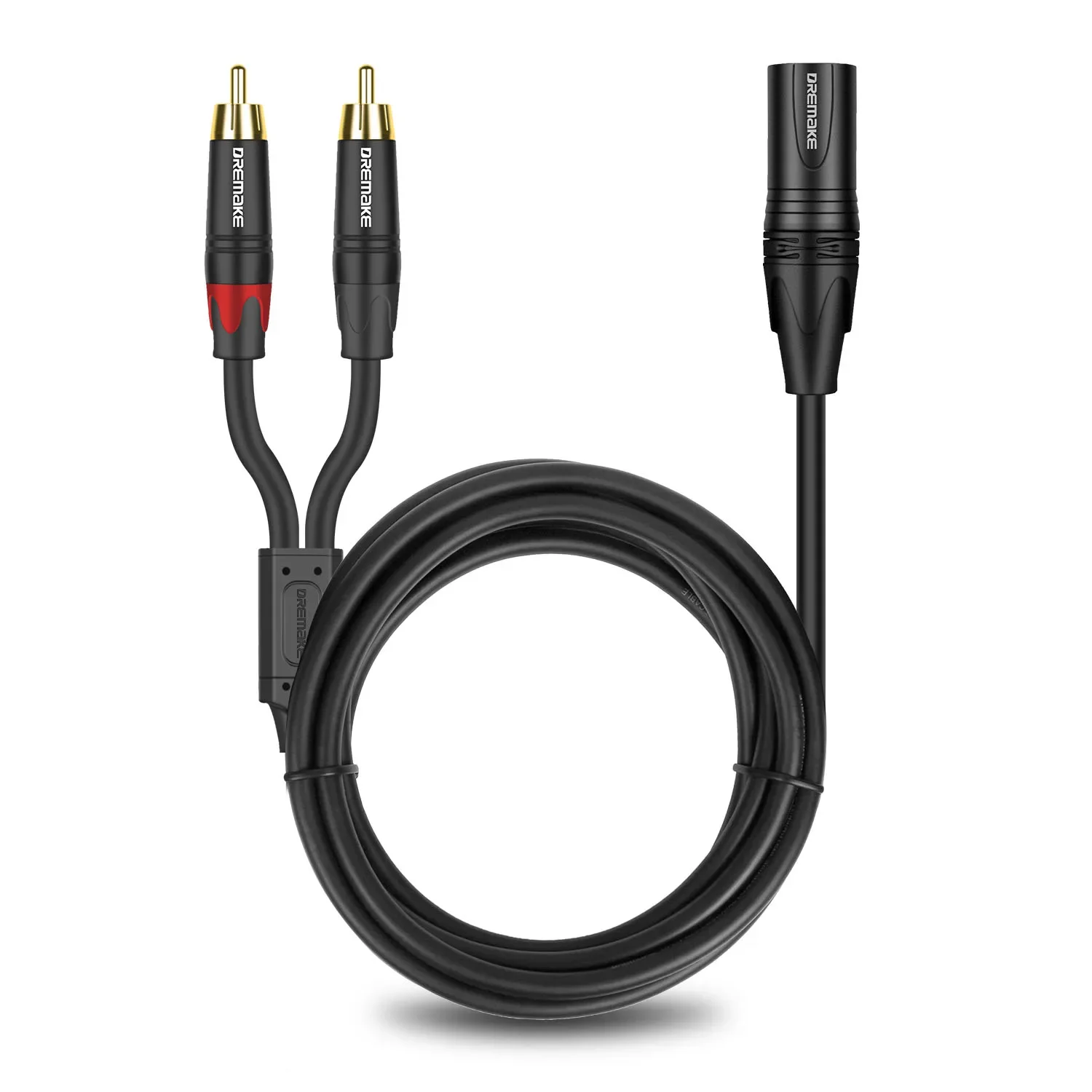 DREMAKE męski XLR 3-Pin, aby dokładnie RCA męski rozdzielacz Y XLR do wtyczka RCA Adapter Stereo kabel 2 RCA do 2 XLR Interconnect kabel do mikrofonu