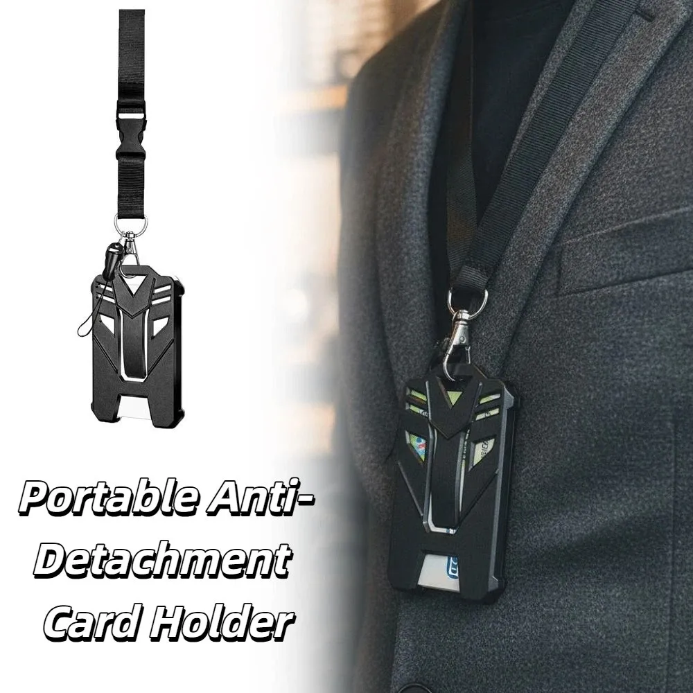 Heavy Duty Badge Holder Black Color Adjustable Lanyard ID Card Holder Belt Clip Retractable Carabiner Badge Holder Accessories