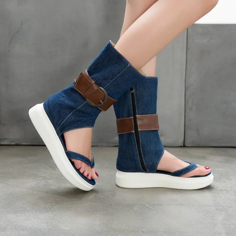 2026 Spring and Autumn New Women's Summer Denim Sandals Fashion Classic Fighting Style Fashion Sandals