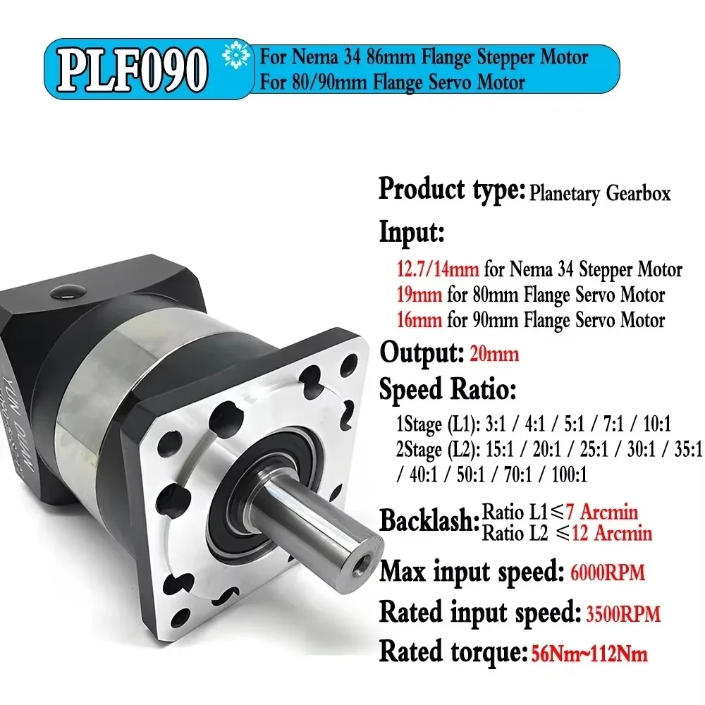 High Precision Nema23 Nema34 Planetary Reducer Ratio 5:1 10:1 for 60mm 80mm 90mm 110mm Servo Motor Reducetion Gearbox Gear