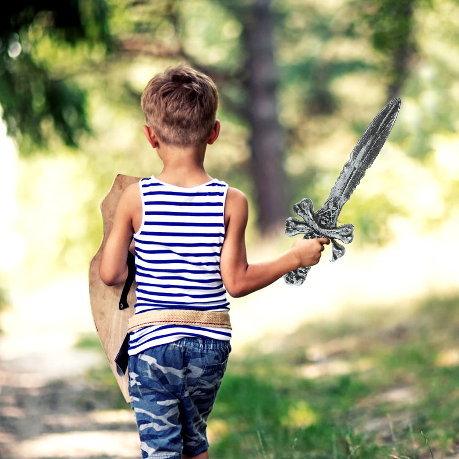 2Pcs Pirate Swords for Halloween Costume Party Play Pretend Battle Props Resistant Training Sword for Birthday Event