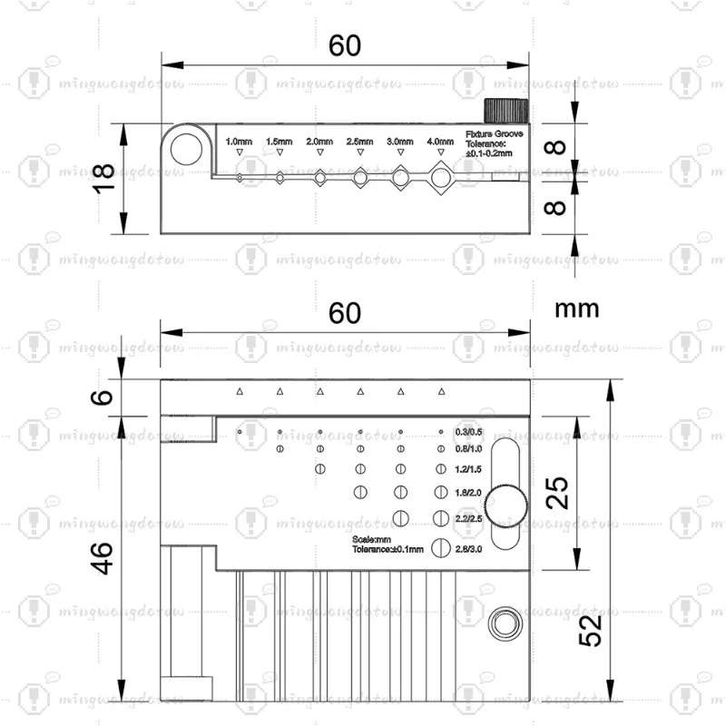 Round Rod Center Drilling Positioning Tool for Model Customization (1-4mm Clamping | 0.5-3.0mm Drill Guide)