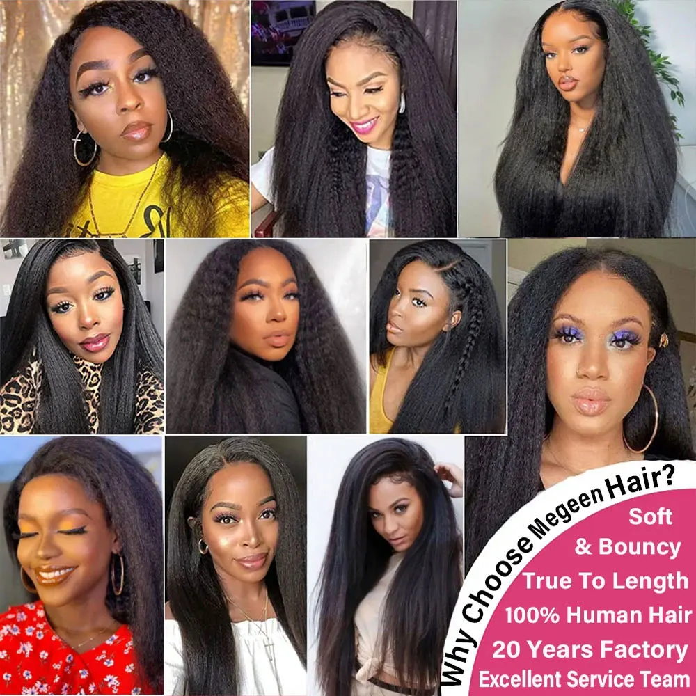 Megeen-mechones de cabello humano 100% liso, extensiones de cabello Remy peruano, Yaki, 32 pulgadas, a granel