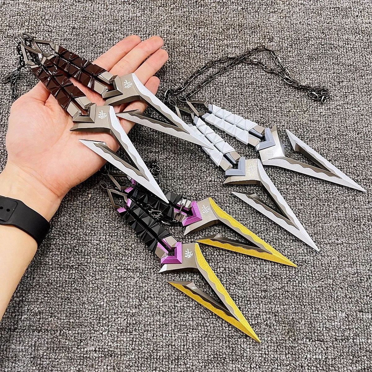 8.6inch Valorant Kunai Katana Metal Ninja Star Sword Anime Cosplay Prop Real Size Japanese Katana Original Samurai Sabre Toy