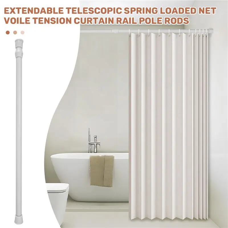 AEE3-6 Pack Tension Rods, Adjustable Spring Cupboard Bars Rod Curtain Rods White