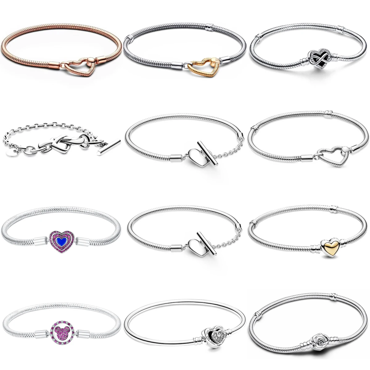 Disney 925 Silver Moments Bracelets Rose Gold Golden Love He