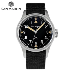 San Martin 38.5mm Sapphire Wristwatch Simple Pilot Military Field Automatic Mens Watch NH35 Luminous Reloj 10Bar SN0105NB-1