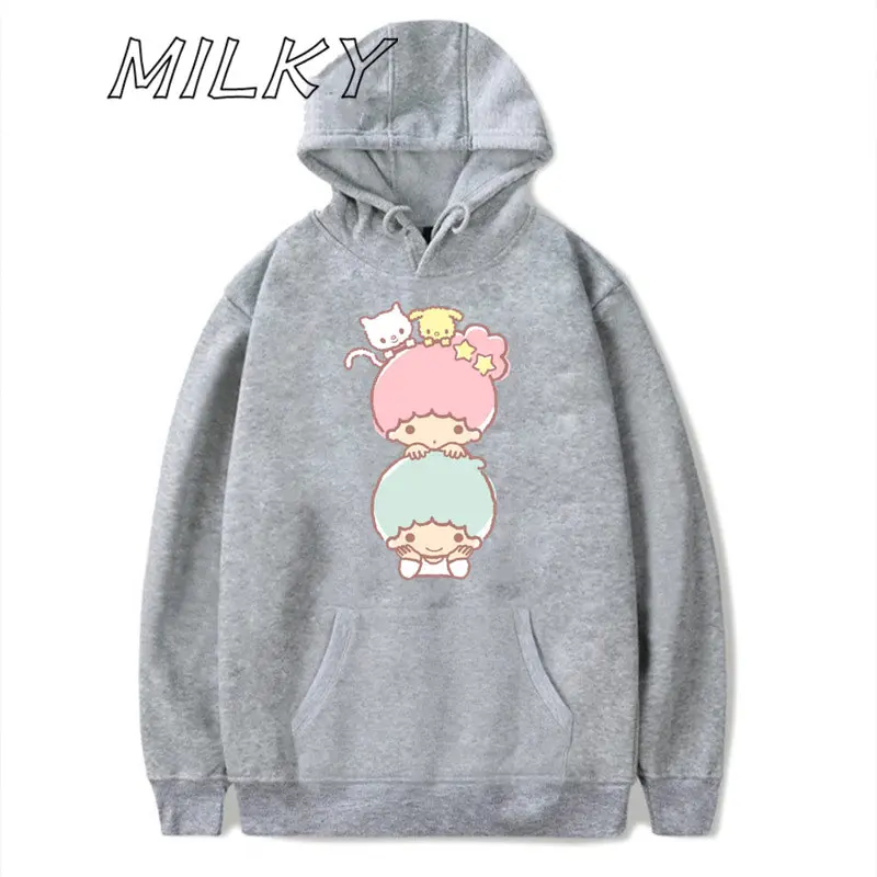 Vintage Little Twin Stars Printed Hoodie Street Style Casual Hoodie Fashion Kiki Lala Women\'s Long Sleeve Clothing Dropshipping