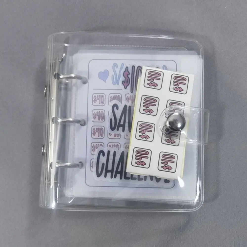 Mini Money Saving Binder PVC Cash Envelopes Mini Budget Binder $150/300/500/1000 Waterproof Savings Challenges Book Save Money
