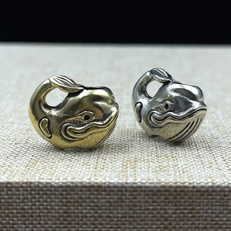 Brass Cute Whale Knife Beads EDC Outdoor DIY Paracord Accessories Handmade Woven Lanyard Pendants Jewelry Umbrella Rope Hangings