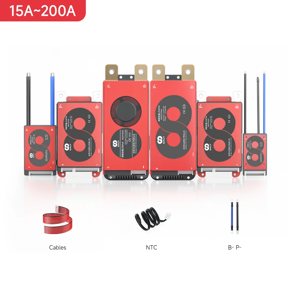 Daly BMS Lifepo4 3S 4S 7S 8S 10S 16S BMS 20A 30A 40A 50A 60A 100A 150A 200A with NTC Ebike Camping Not Bluetooth