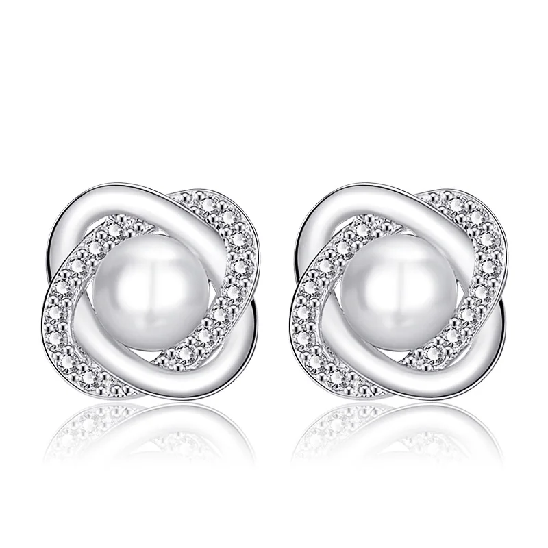 925 Sterling Silber Ohrringe mit Perlen für Damen, Hochzeit, Verlobung, edler Schmuck, luxuriöser 5A Zirkon, Accessoires, Geschenke, Ohrstecker