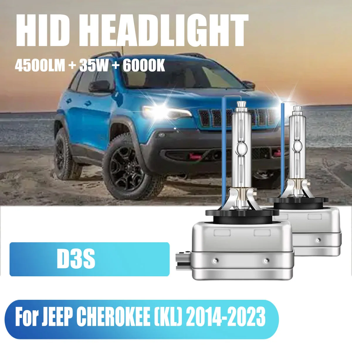 

HID Car Headlight 6000K Light D3S 4500LM Bright Lamp Bulb Anti-ultraviolet coating For JEEP CHEROKEE (KL) 2014 2015 2016-2023