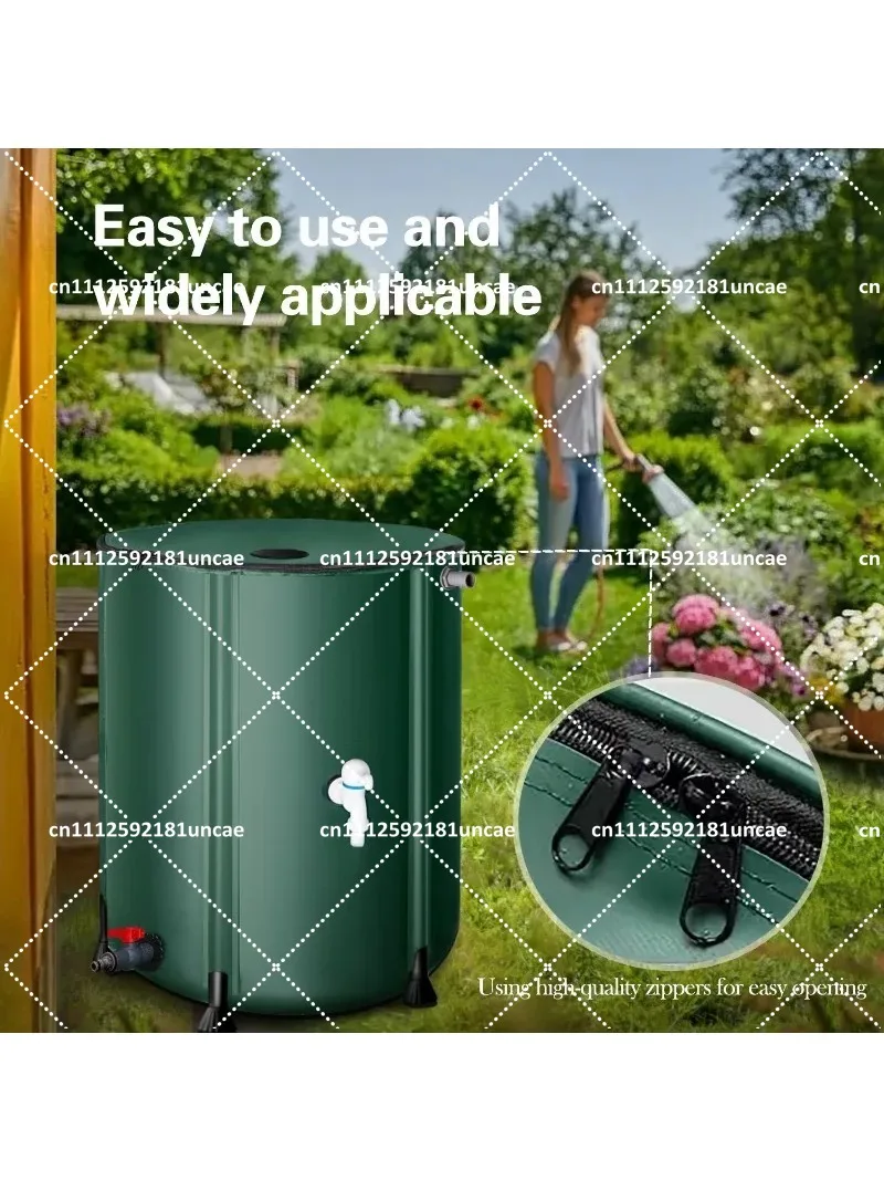 Collapsible Rain Barrel Water Tank, Heavy Duty PVC Rainwater Collection, UV-Resistant High-Toughness Outdoor Water Storage