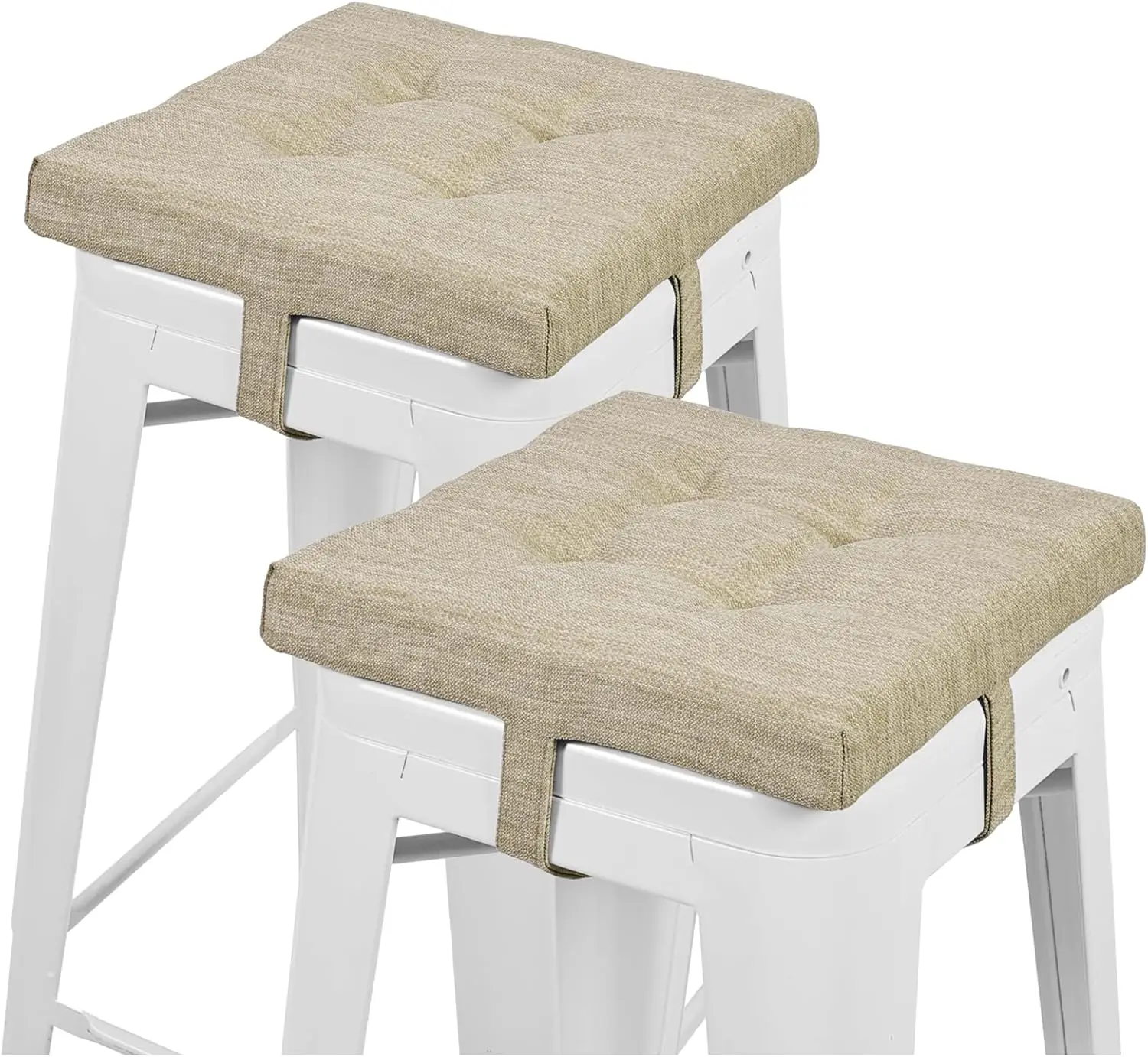 

12 Hes Square Seat Cushion Set Of 2, Super Soft Bar Stool Square Seat Cushion With Ties- 2 Pads Only, Beige (12'' (30Cm))