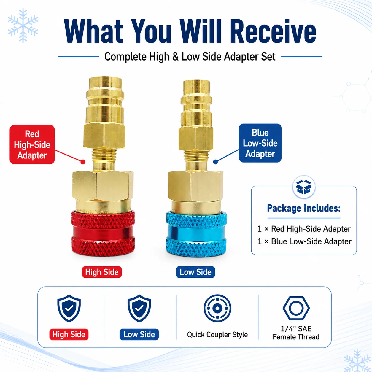 Adaptador de Conexão Rápida para Ar Condicionado Automotivo: Conector de Alta e Baixa Pressão para R1234YF e R134A