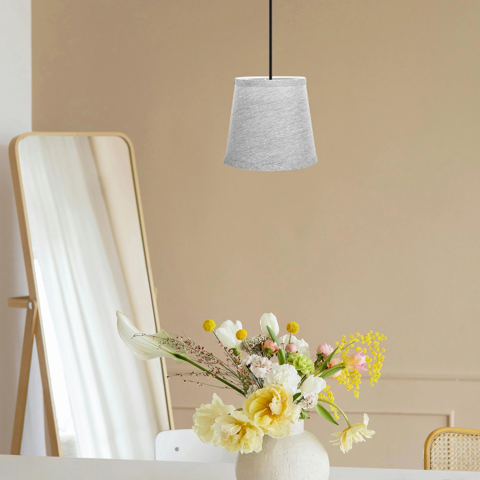 

6pcs Small Linen Lamp Shades Fabric Light Barrel Wall Lampshade Chandelier Cover For Bedroom Living Room Kitchen Restaurant