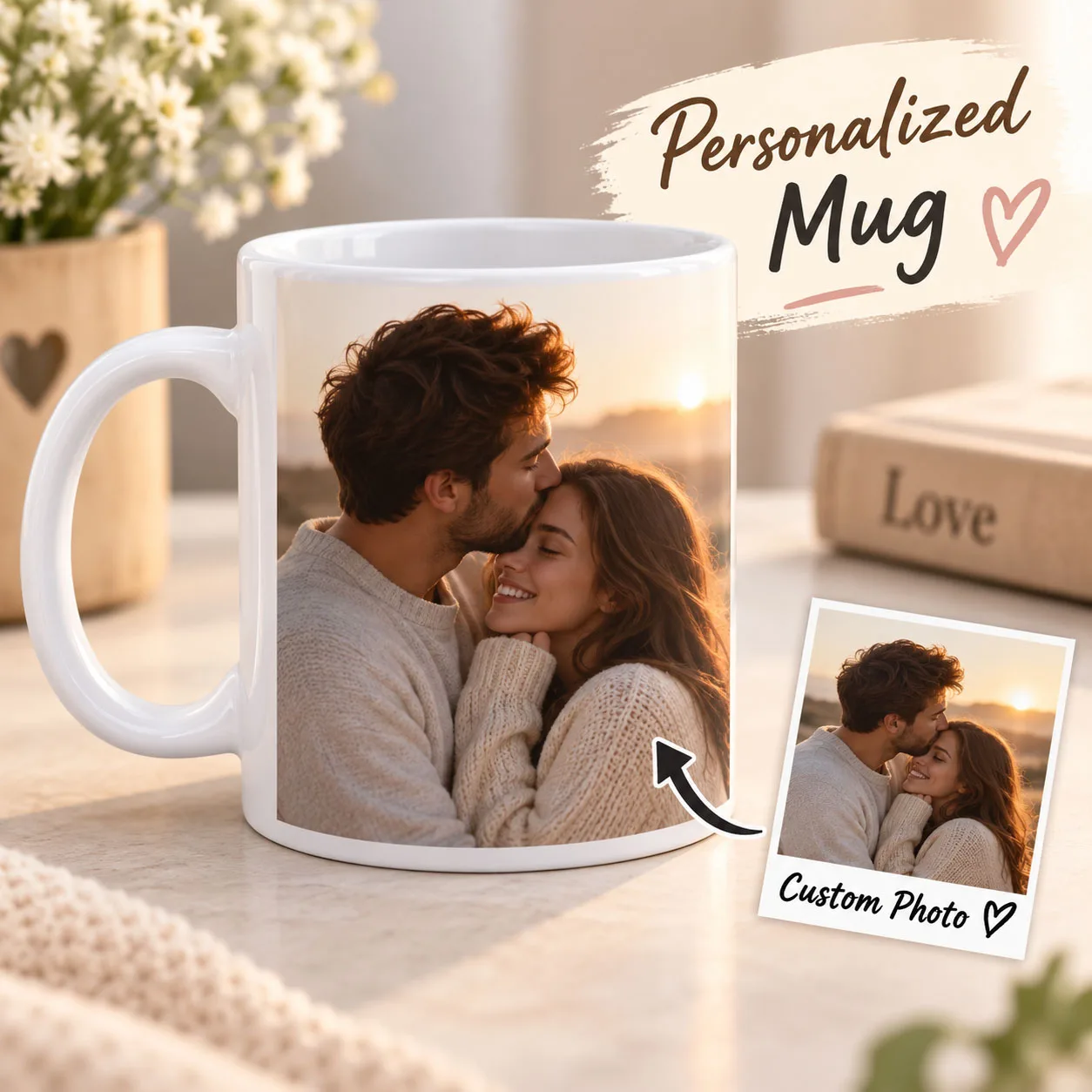 Custom Photo Mug Personalized Name Text Logo Ceramic Coffee Cup Custom Image Tea Mug Family Friends Birthday Anniversary Gift