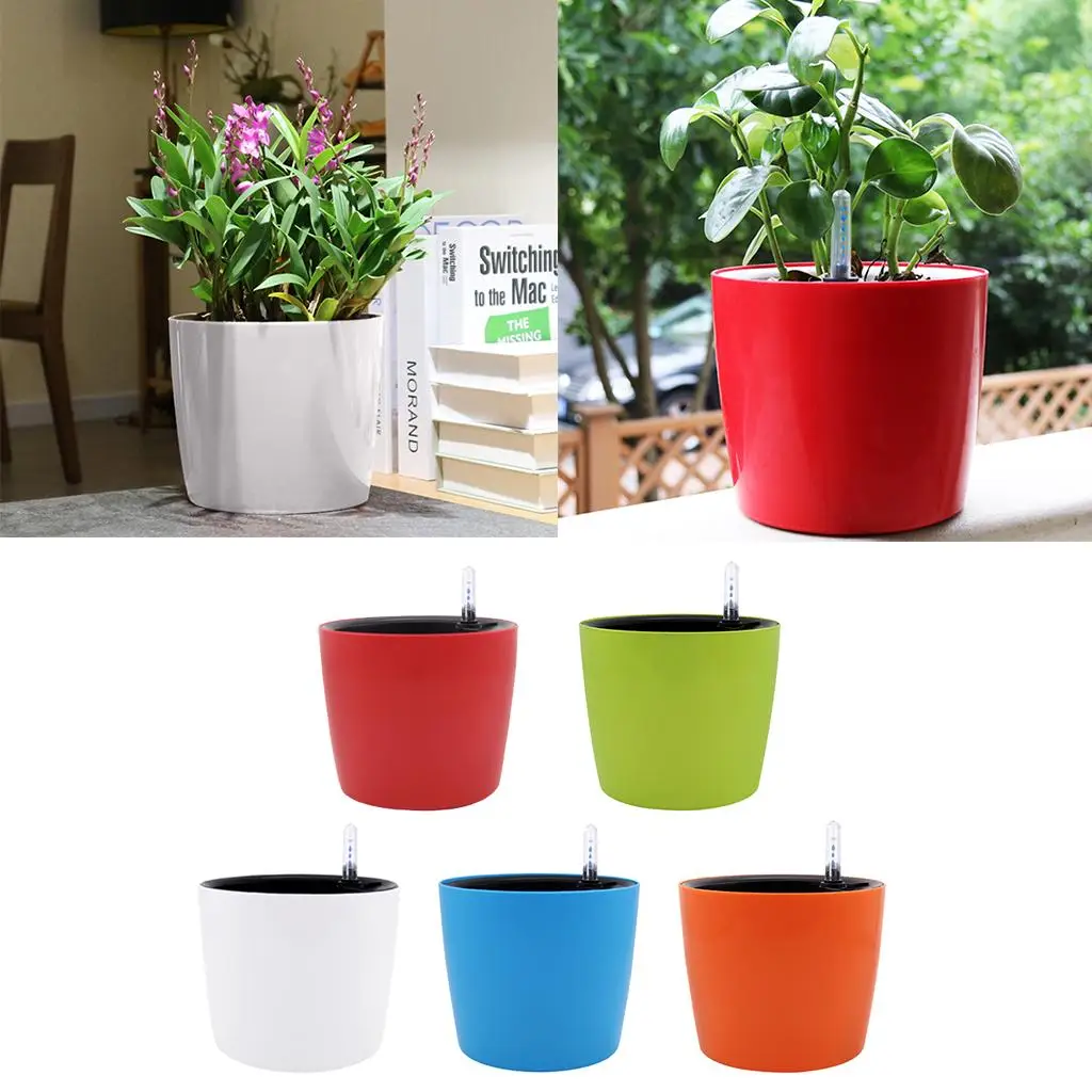 Plastic Self Watering Pots with Auto Watering Water Level Window Hydroponic Planter for Balcony Orchids and Greenery