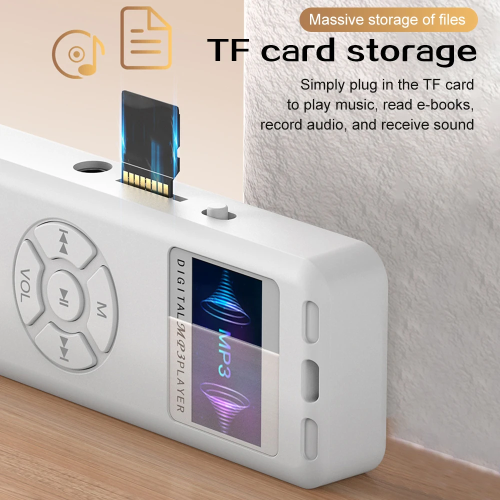 Lettore MP3 portatile Dittafono professionale Registrazione WAV Lettore musicale HiFi Walkman MP3 Altoparlante incorporato Registratore vocale Radio FM
