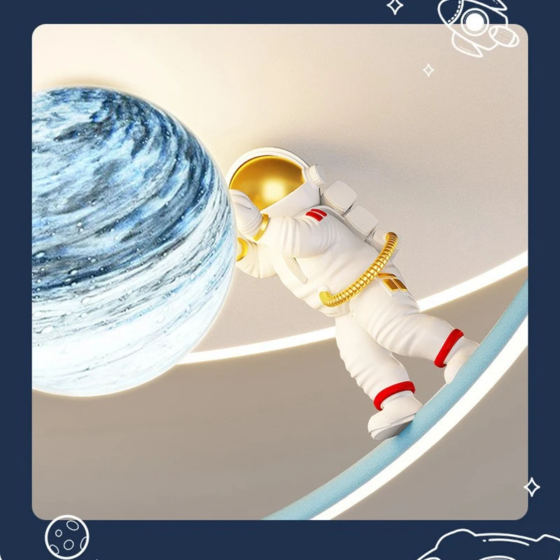 Imagem -05 - Modern Crianças Quarto Teto Lâmpada Criativo Lua Astronauta Astronauta Estudo Chandelier Inteligente Led Lâmpadas Decorativas Interior