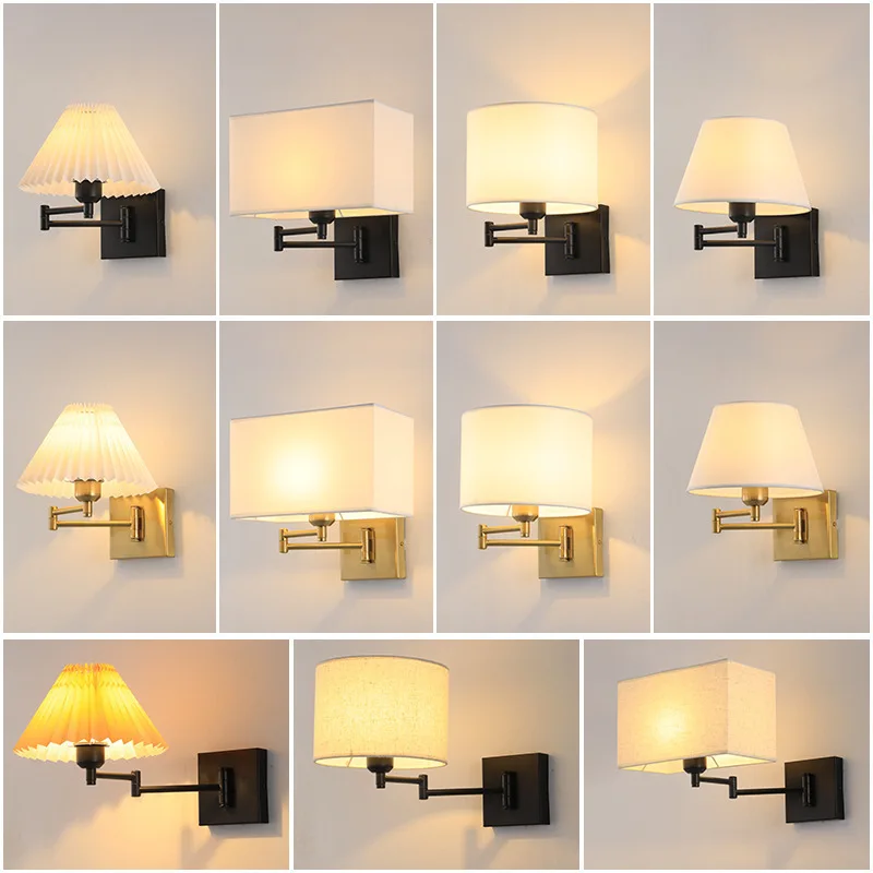 

Складной тканевый настенный светильник, американский минималистичный светильник для дома, для кабинета, спальни, лестницы, гостиной, прихожей