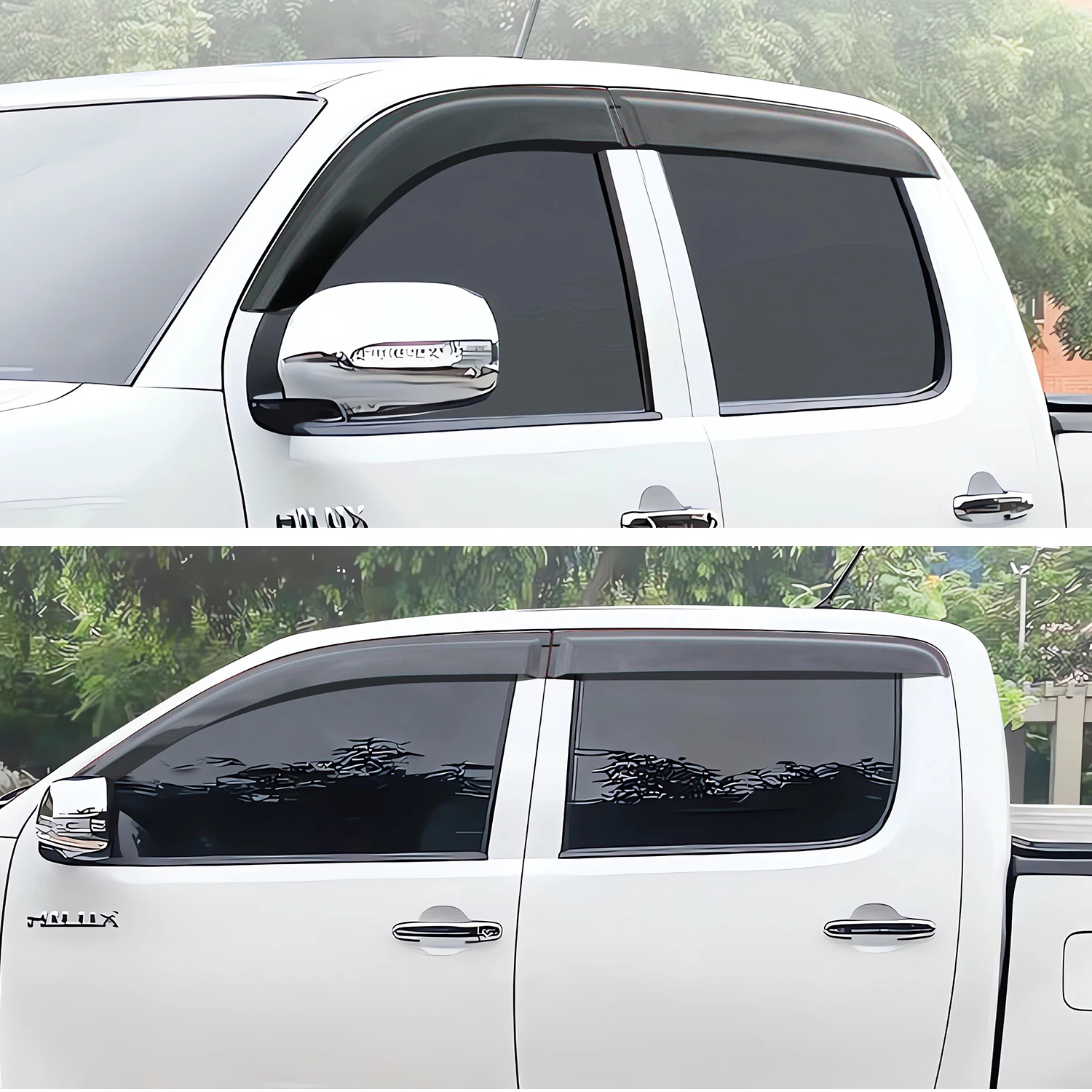 Window Visors Door Vent Deflector Shield Sun Rain Guard For Toyota Hilux Vigo 2005-2011 For Double Carbin Dual Cab