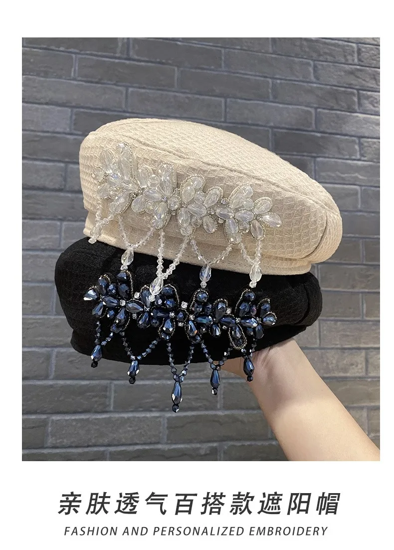 Xiaoxiangfeng Pearl Tassel New Beret Children's Four Seasons Show Face Little Painter Hat Korean Fashion Newspaper Children's Ha