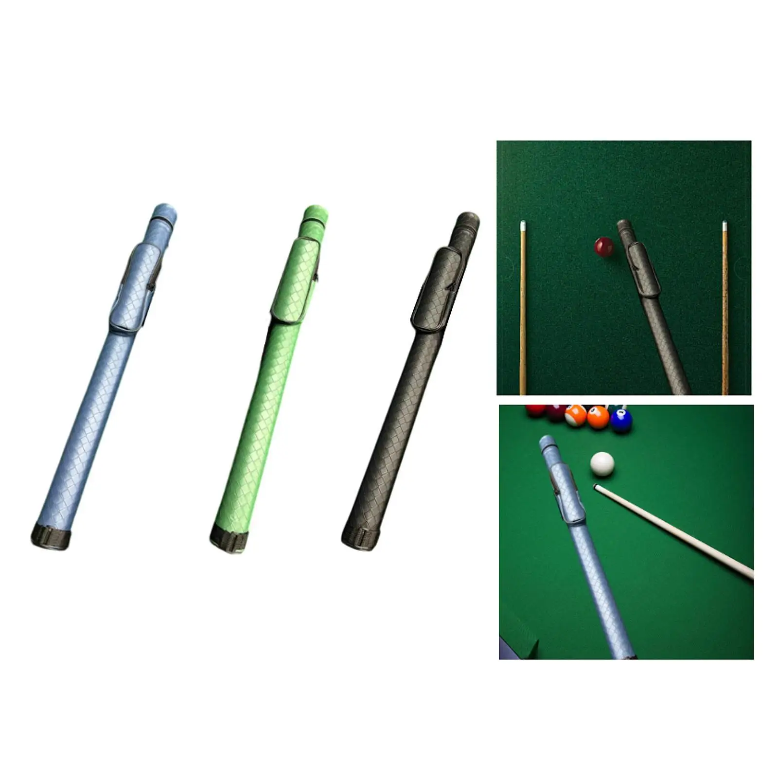 Pool Cue Case Protector Holds Butt Shaft with Side Pockets Accessory PU Leather with Shoulder Strap Billiard Pole Storage Bag