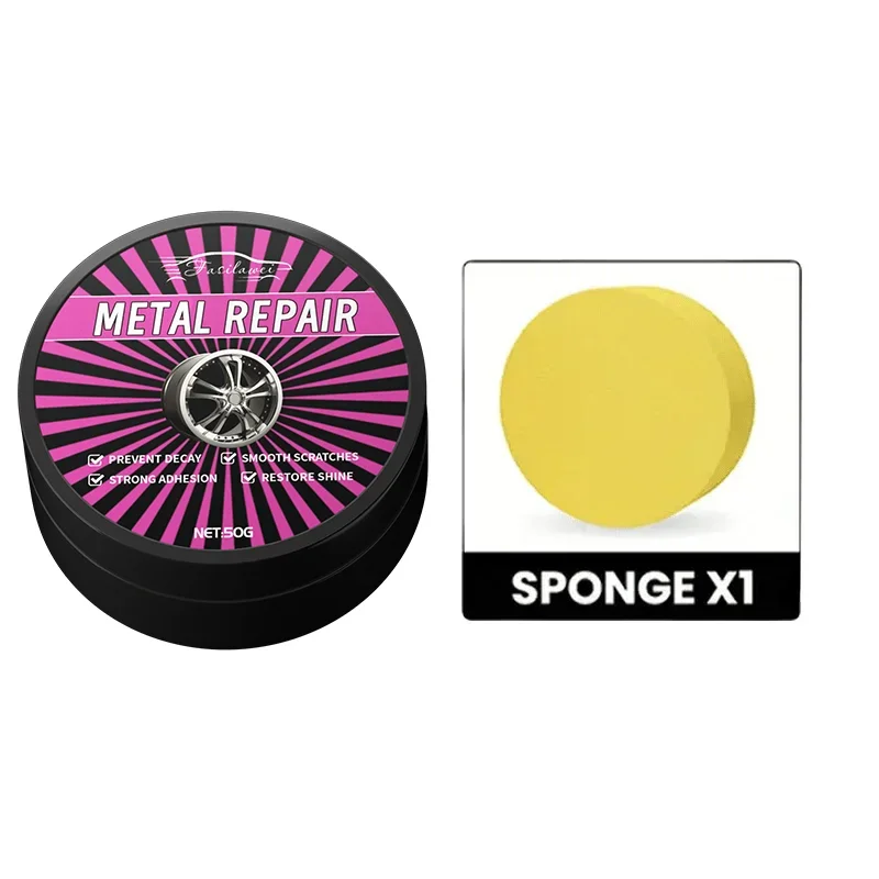 Pâte à polir chrome et métal – Crème de restauration de placage de voiture pour roues brillantes, pare-chocs, plus de polissage de chrome et de métal