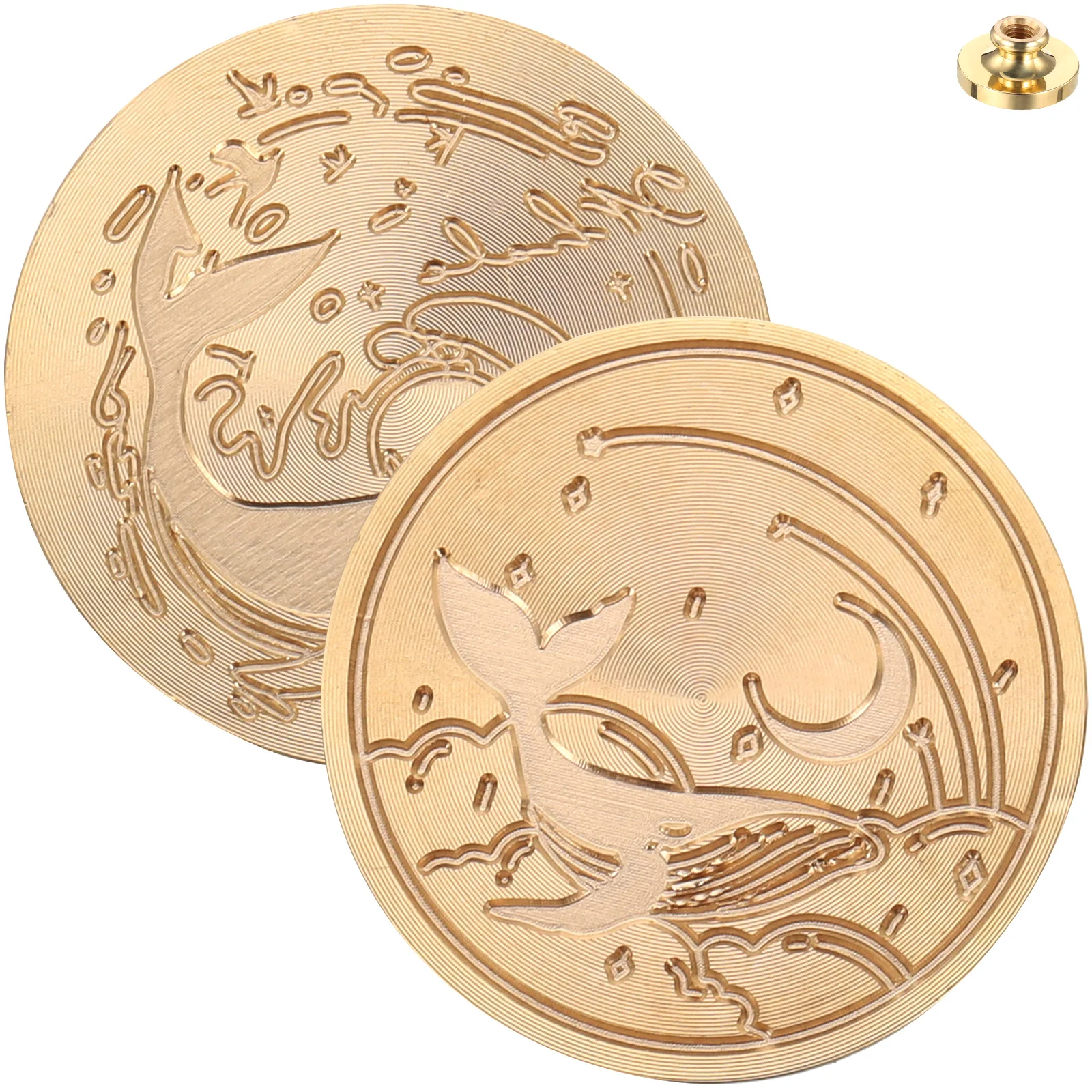 

2 Pcs Copper Wax Seal Stamping Heads for Letter Craft Decoration Retro Creative Pattern DIY Gifts Packaging Tools