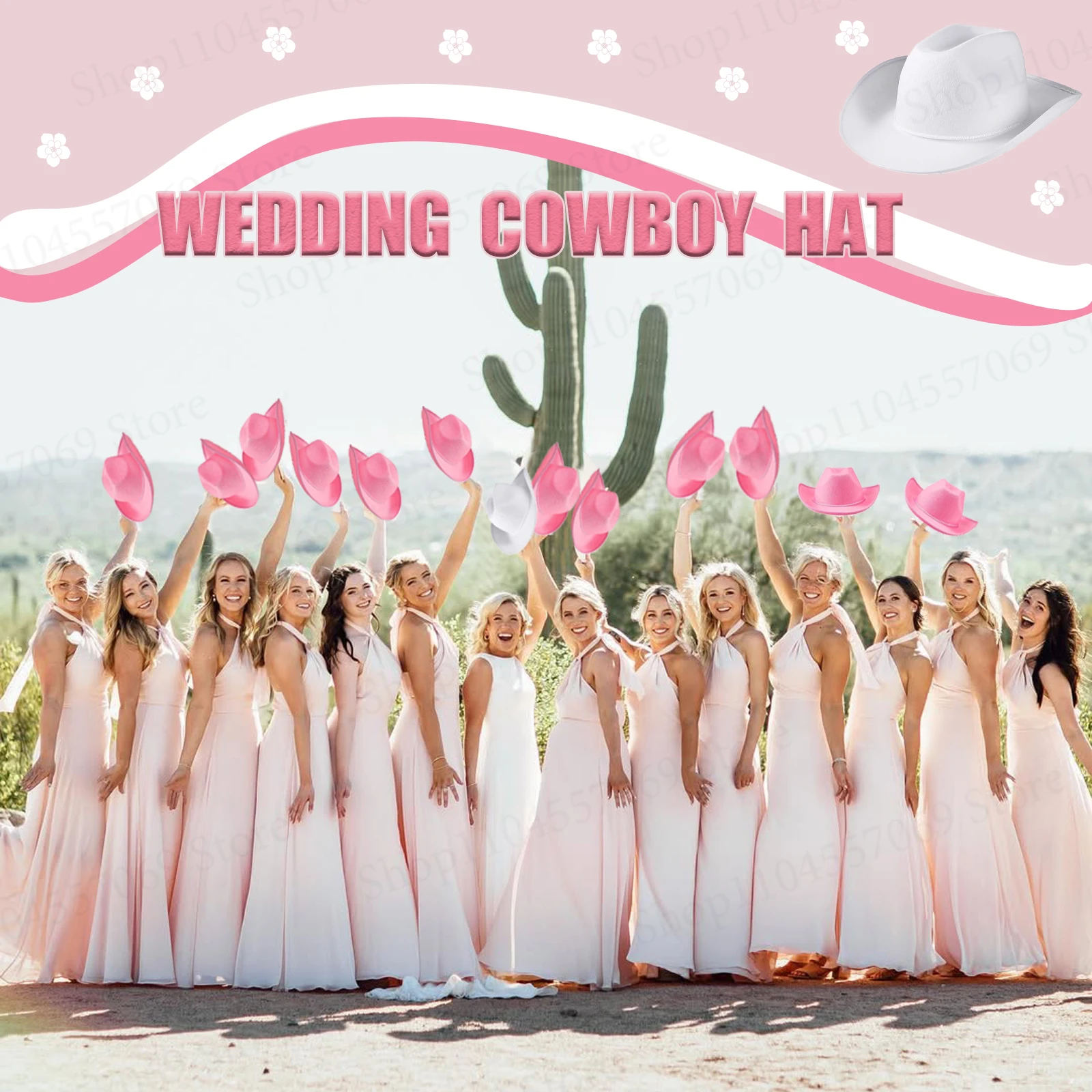 Bridesmaid Cowboy Hats Qisin Bride Hats White Diamond Fringe 