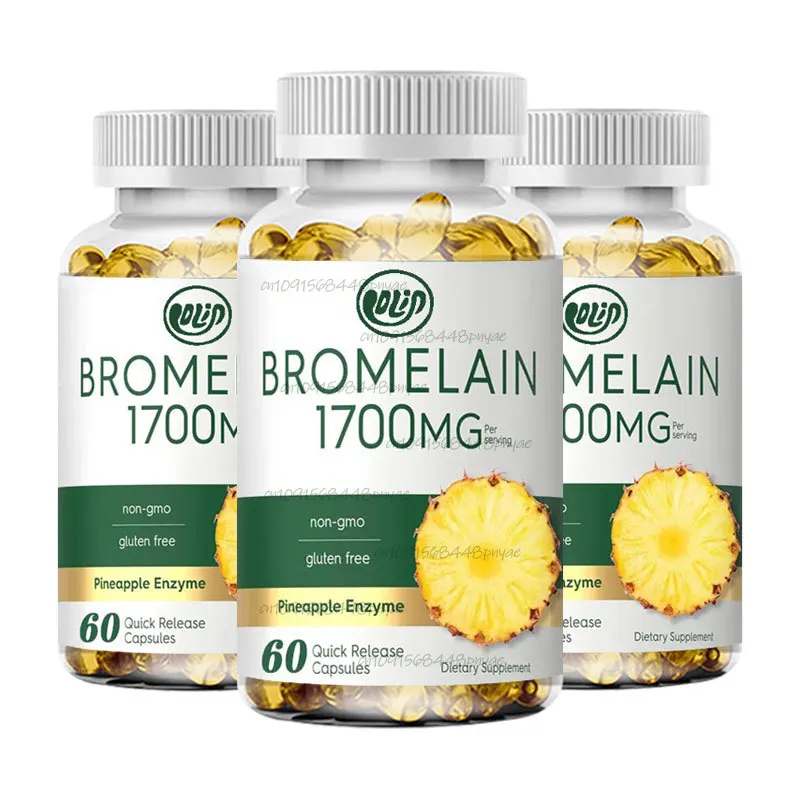 

Bromelain 1700mg | Bromelain Supplement Non GMO and Gluten Supports Nutritional Digestion 60 Capsules