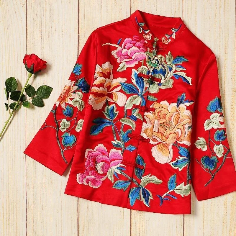 Veste Vintage Harajuku pour femme, haut brodé chinois, Hanfu élégant, ample, costume Tang, Style ethnique, nouvelle collection printemps automne