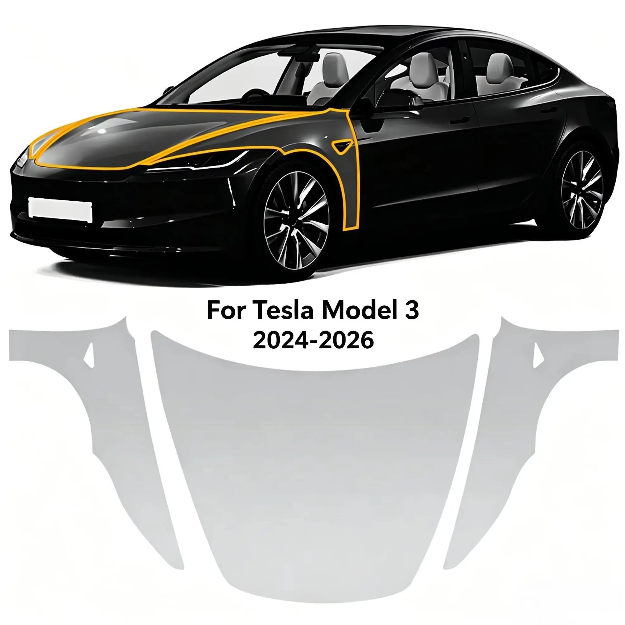 8.5Mil Pre-cut PPF For Tesla Model 3 Premium 2024-2026 TPU Clear Paint Protection Film Scratch-Resistant Exterior Accessories