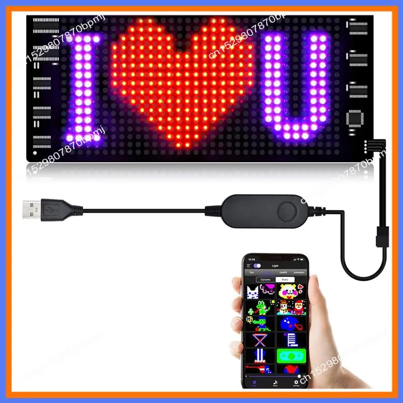 Pannello pixel LED BAAE, modulo LED flessibile USB 5V Display di animazione testo a scorrimento RGB, APP Bluetooth, 16X32 LED 7X17 cm Durevole