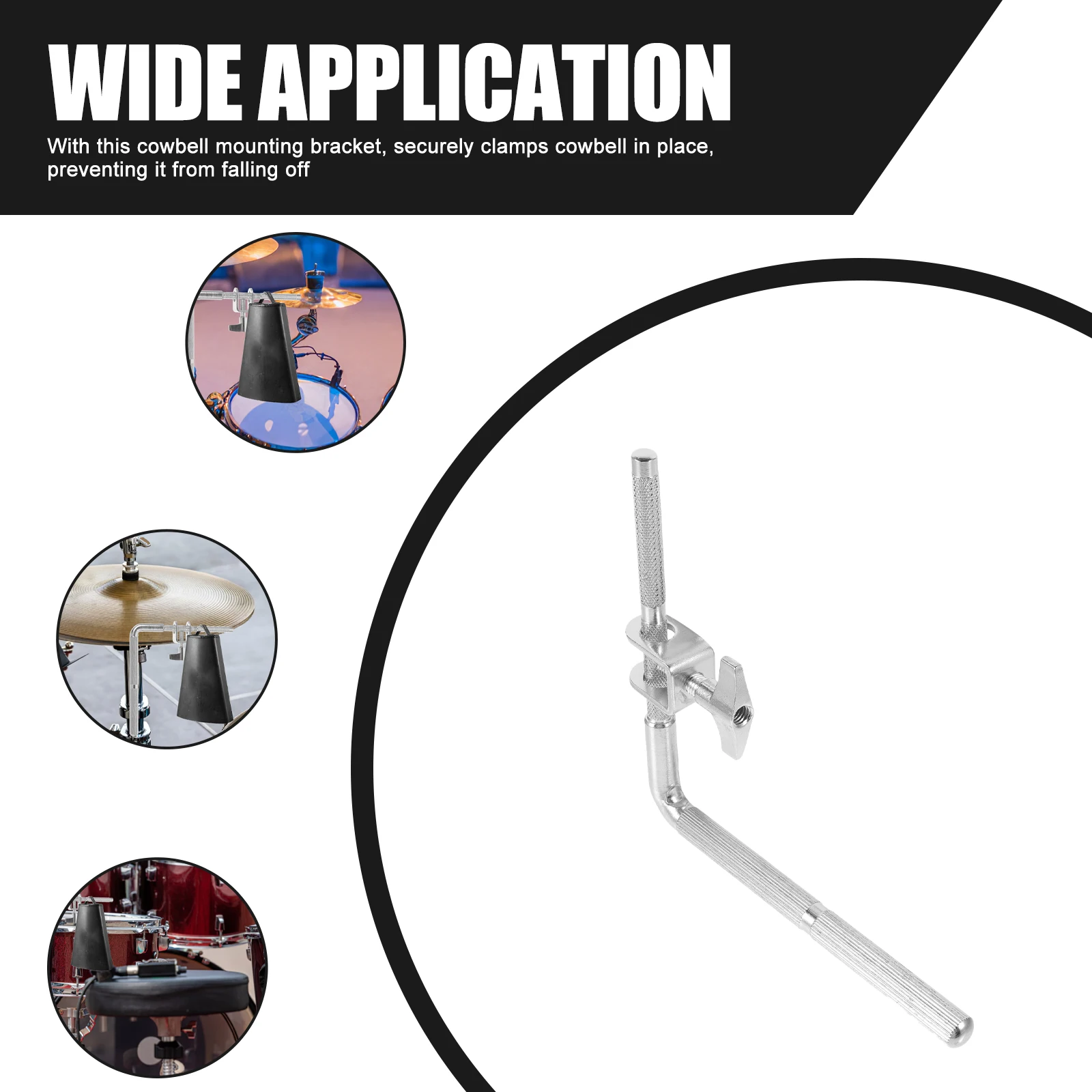 

Cowbell Holder for Drum Stand Right Angle Hand Percussion Cowbells Fixing Clamp