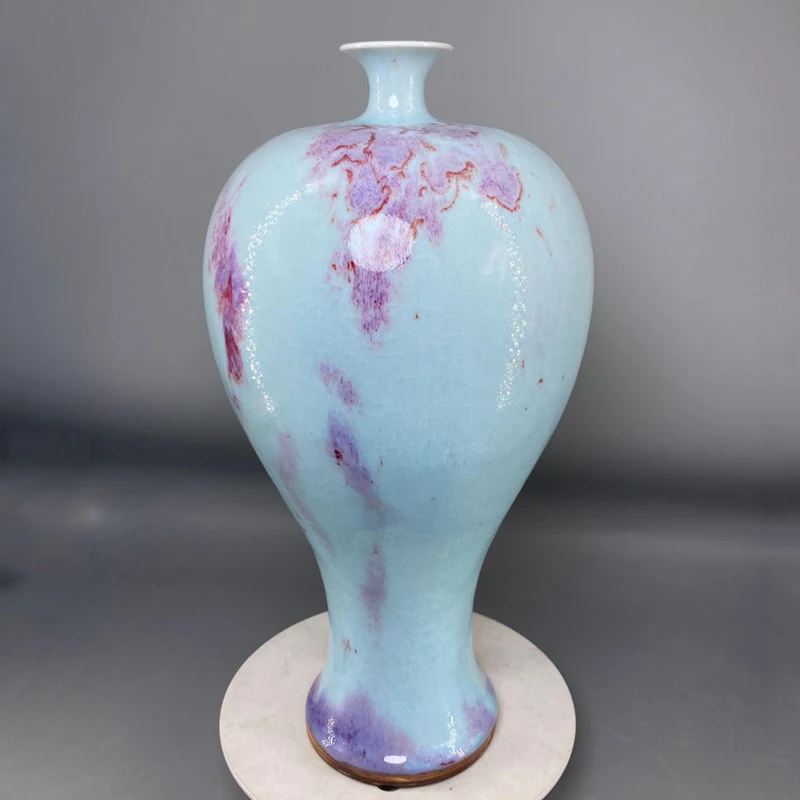 Porcelain Decoration, Ice Crack, Jun China Decoration, Flower Vase with Small Mouth and Big Belly