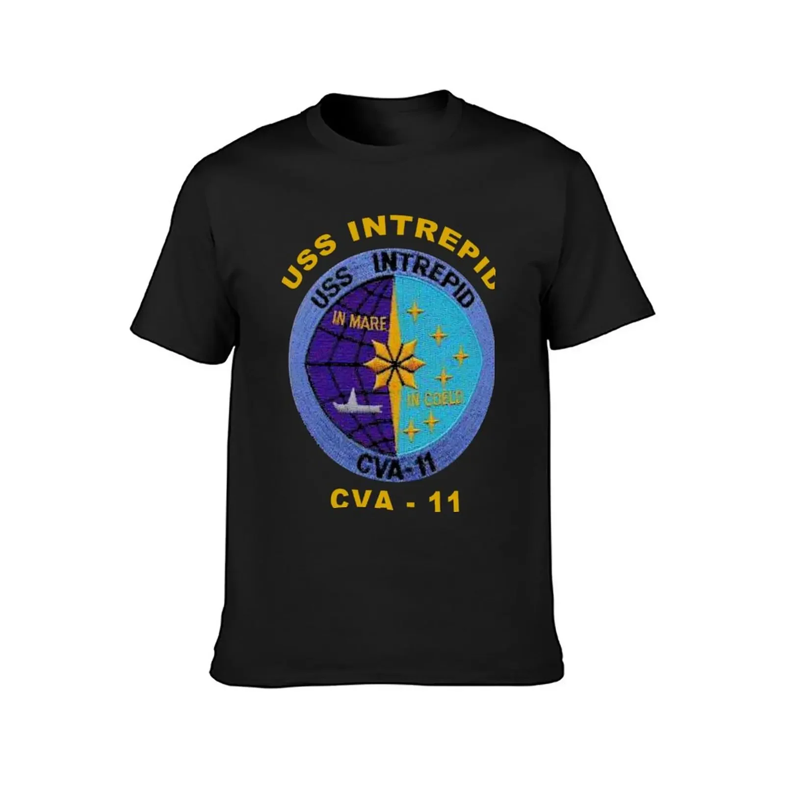 USS Intrepid (CV/CVA/CVS-11) Crest for Dark Backgrounds T-Shirt boys animal print oversizeds workout shirts for men