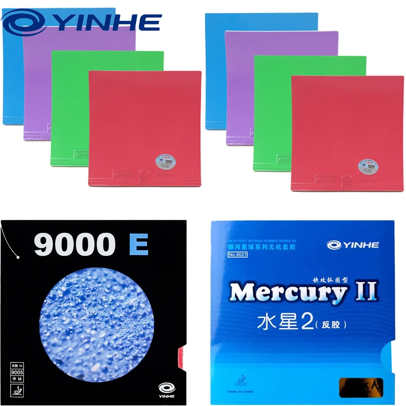 YINHE Mercury II Ping Pong Rubber Sheet 9000E Viscous Pips IN Table Tennis Rubbers Green/Purple Rubber Fast Break Arc Type